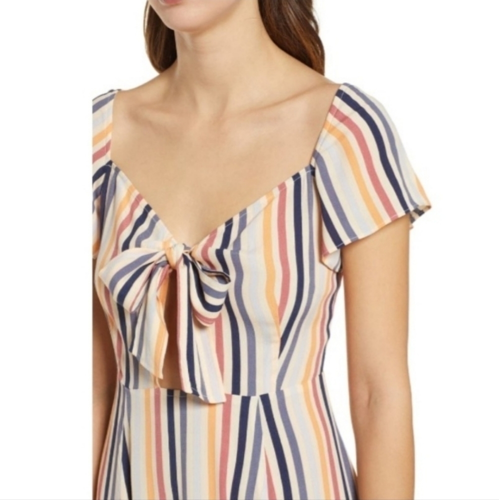 Leith Flutter Sleeve Multicolored Stripe Cutout T… - image 3